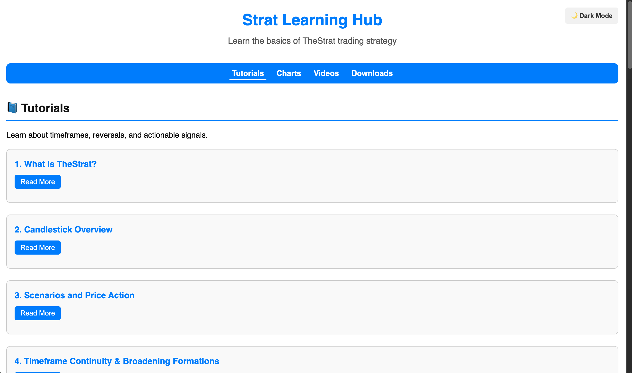 Screenshot of Strat Learning Hub site